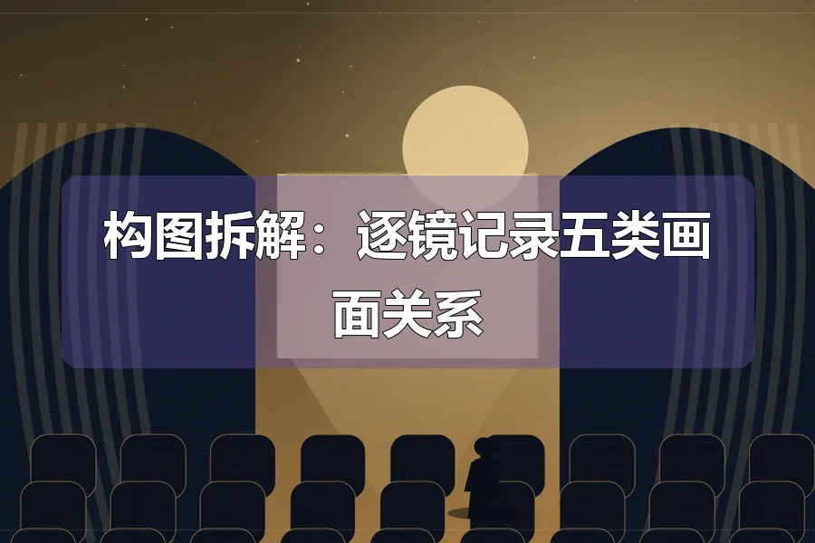 影院座席与发光银幕,前景人物剪影,原创影视主题插画